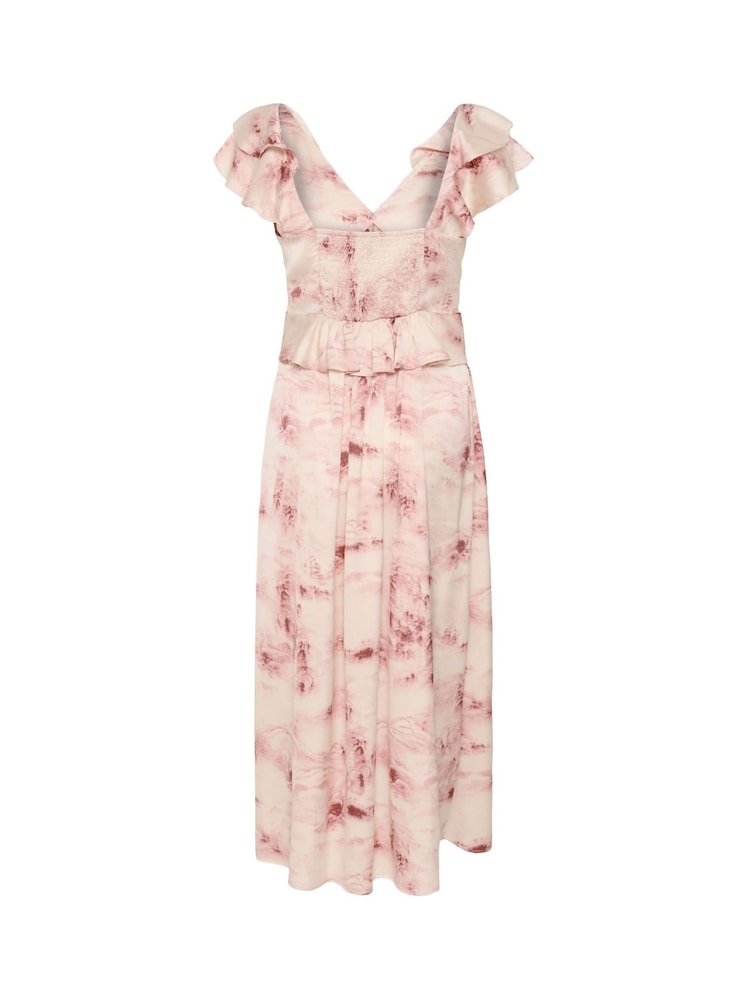 Kaffe Pink Kasadie V-Neck Frill Maxi Dress - Image 7 of 7 Kaffe Pink Kasadie V-Neck Frill Maxi Dress - Image 7 of 7