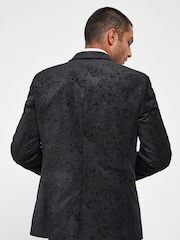 Black Slim Printed Velvet Jacket - Image 2 of 6