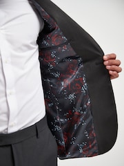 Black Slim Printed Velvet Jacket - Image 3 of 6