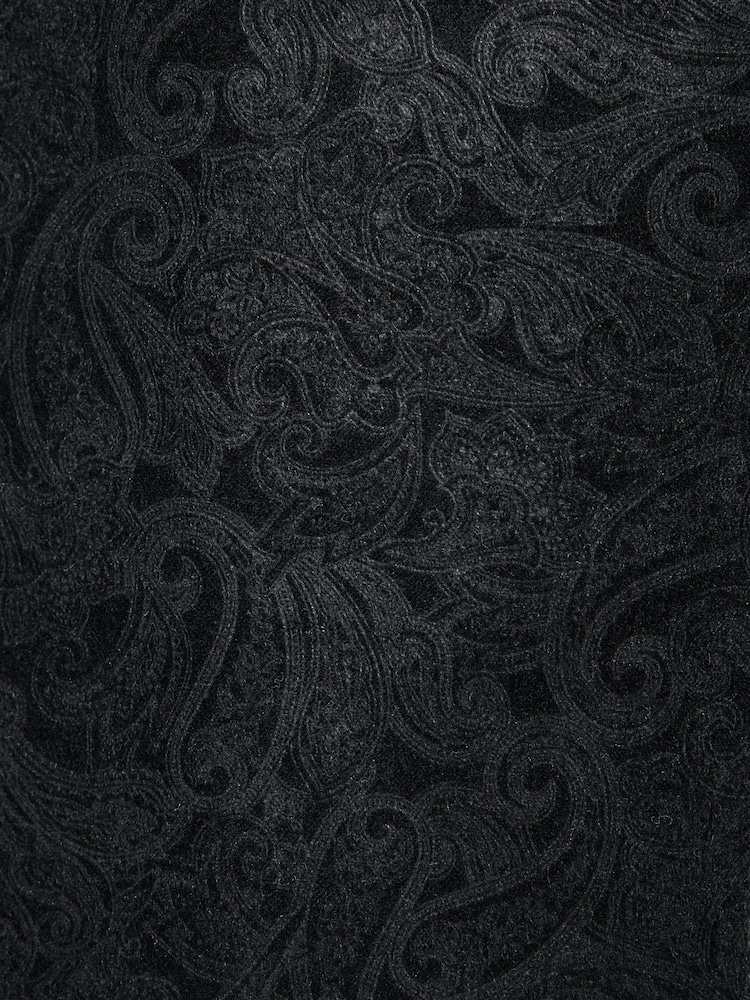 Black Slim Printed Velvet Jacket - Image 6 of 6 Black Slim Printed Velvet Jacket - Image 6 of 6