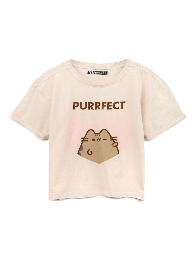 Vanilla Underground Cream Pusheen Cropped 100% Cotton T-Shirt - Image 1 of 5