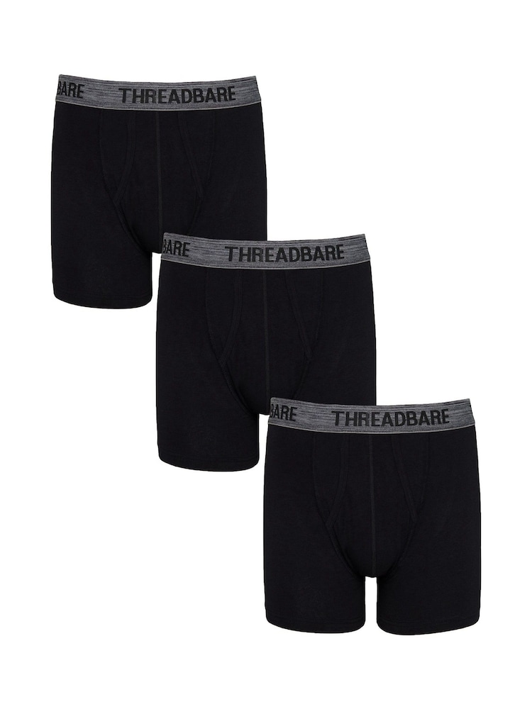 Threadbare Black A-Front Trunks 3 Packs - Image 1 of 3