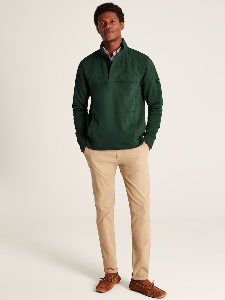 Joules Darrington Green Quarter Zip Quilted Sweatshirt - Image 1 of 5 Joules Darrington Green Quarter Zip Quilted Sweatshirt - Image 1 of 5