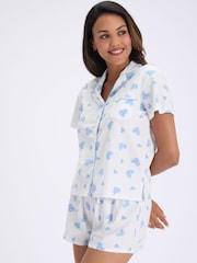 Vit/Blå - Boux Avenue Fleece Pyjamas Shorties I En Väska - Bild 3 av 8
