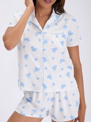 Vit/Blå - Boux Avenue Fleece Pyjamas Shorties I En Väska - Bild 5 av 8