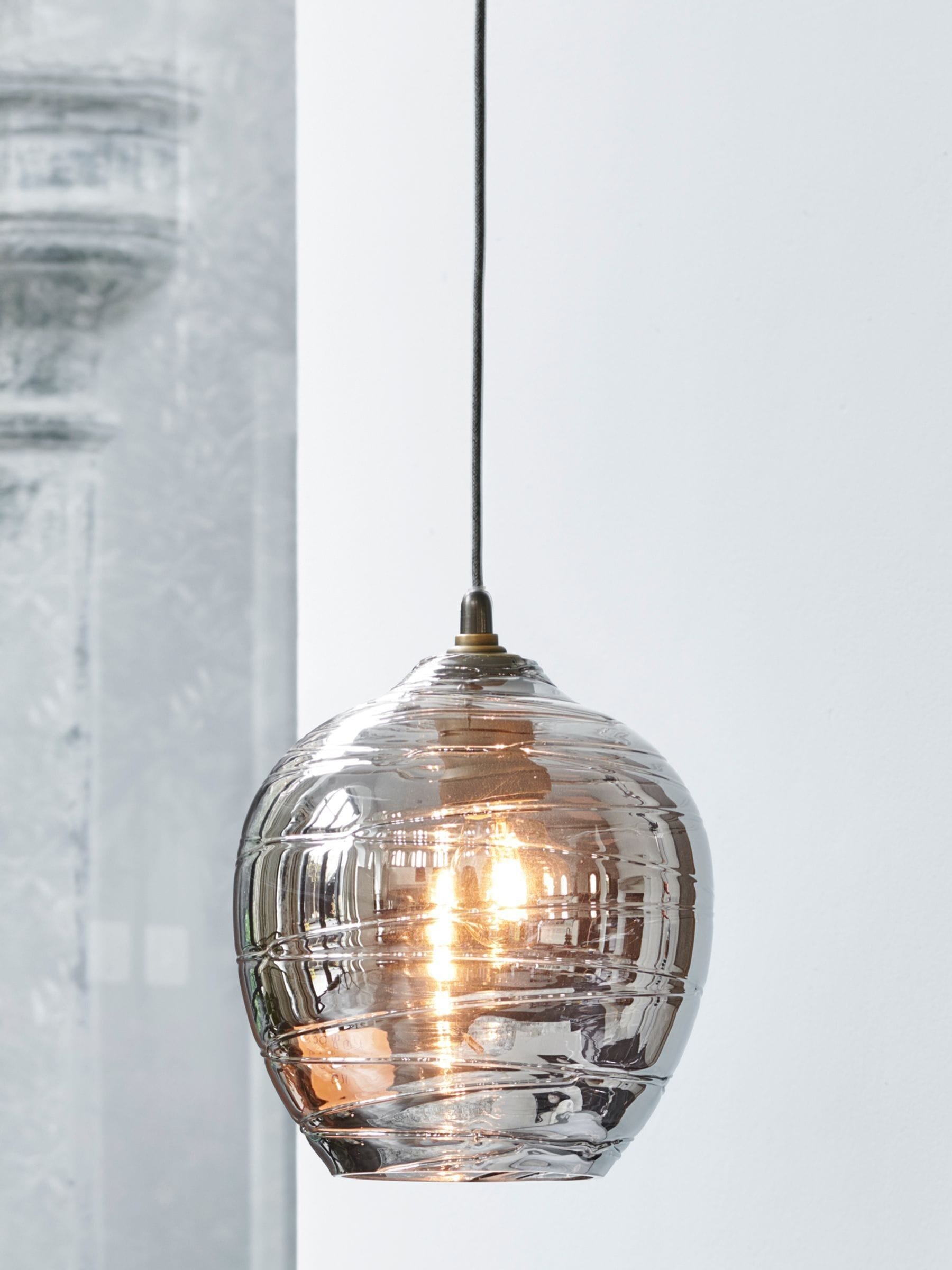 Smoked glass easy fit pendant top