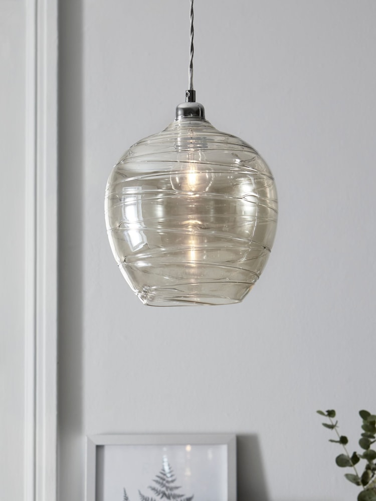 Smoke Grey Drizzle Easy Fit Pendant Lamp Shade - Image 3 of 6