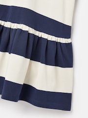 Joules Girls' Orla Navy Blue & White Stripe Polo Shirt Dress - Image 3 of 5