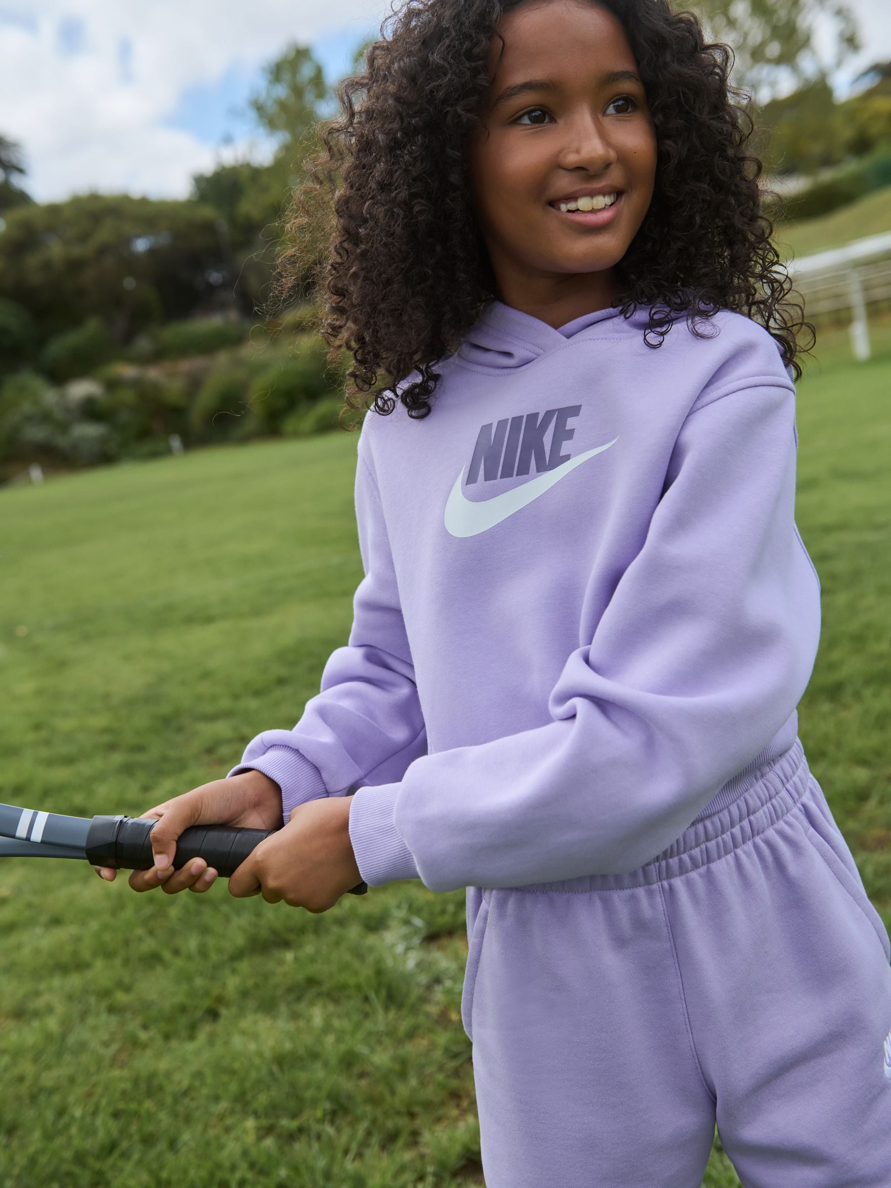 Buy Nike Purple Club Fleece Cropped Hoodie from Next Luxembourg