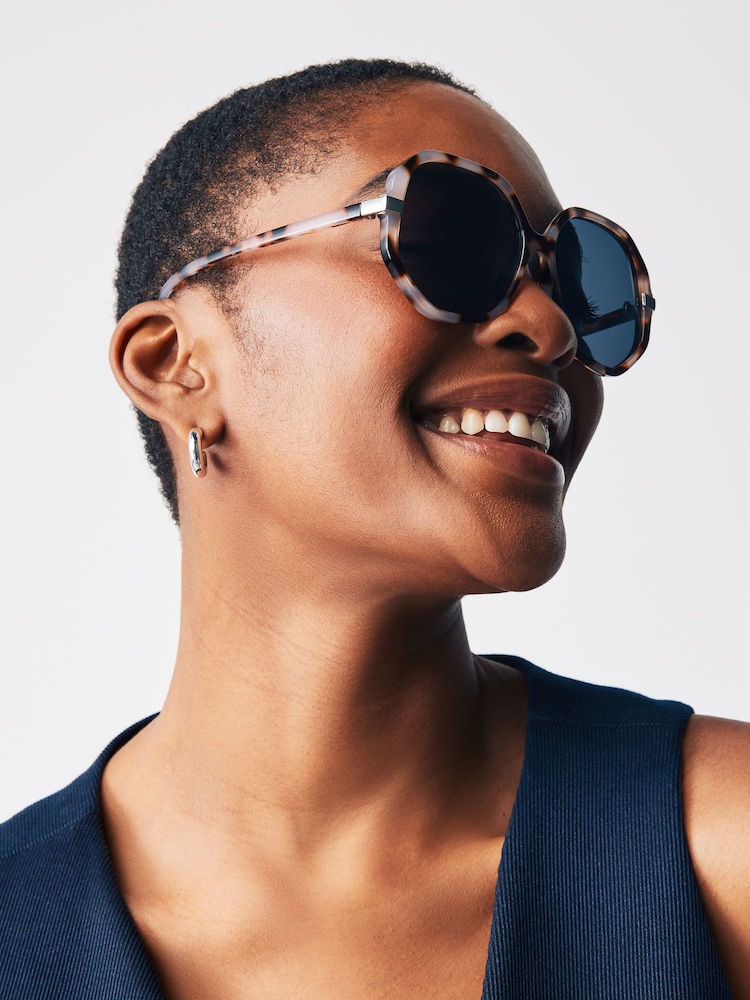 Tortoiseshell Brown Soft Hexagon Sunglasses - Image 1 of 6 Tortoiseshell Brown Soft Hexagon Sunglasses - Image 1 of 6