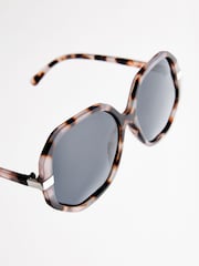 Tortoiseshell Brown Soft Hexagon Sunglasses - Image 5 of 6