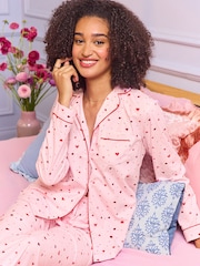 Boux Avenue Pink/Red Long Sleeve Fleece Pyjamas In A Bag - Image 1 of 7