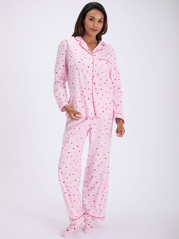 Boux Avenue Pink/Red Long Sleeve Fleece Pyjamas In A Bag - Image 2 of 7 Boux Avenue Pink/Red Long Sleeve Fleece Pyjamas In A Bag - Image 2 of 7