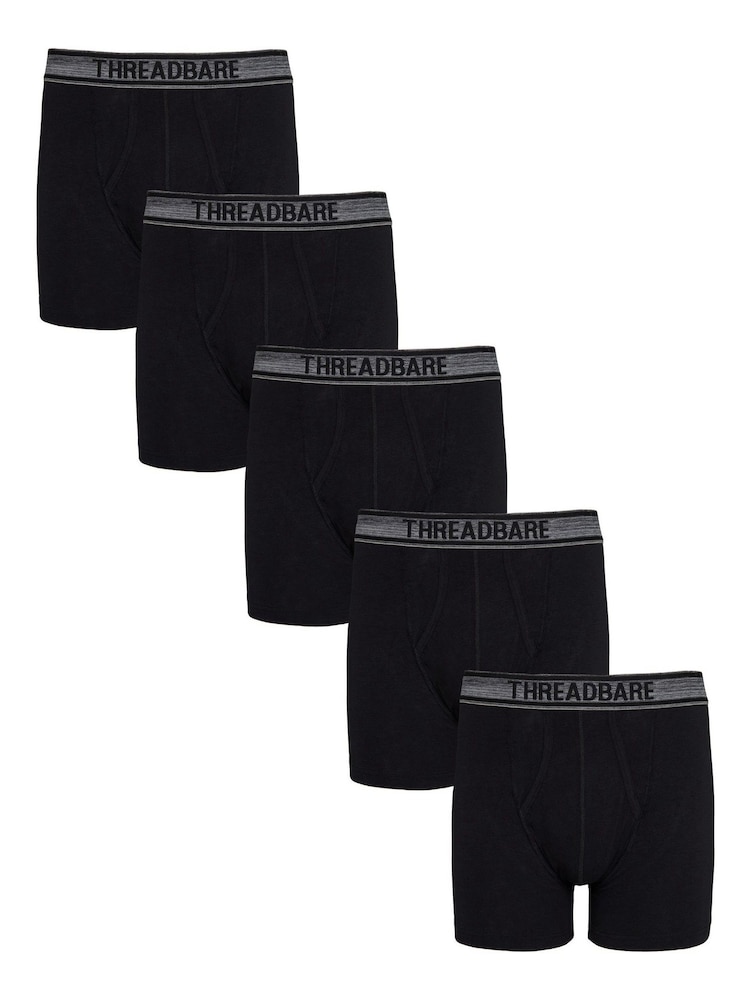 Threadbare Black A-Front Trunks 5 Pack - Image 1 of 4