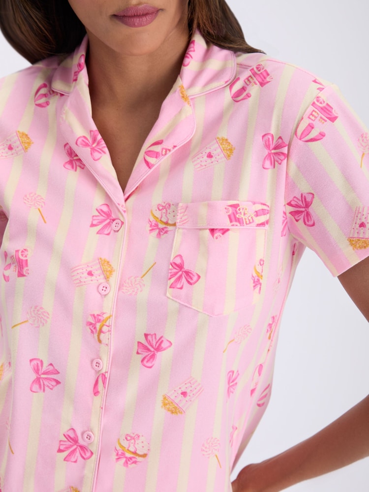 Rosa - Boux Avenue Fleece Pyjamas Shorties I En Väska - Bild 2 av 6