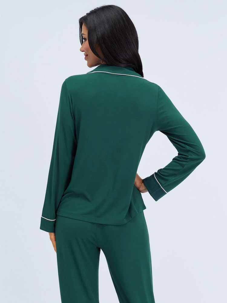 Boux Avenue Green Modal Piped Pyjamas Set - Image 2 of 4 Boux Avenue Green Modal Piped Pyjamas Set - Image 2 of 4