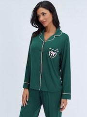 Boux Avenue Green Modal Piped Pyjamas Set - Image 4 of 4