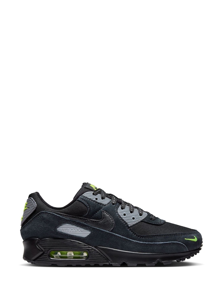 Nike Black/Grey Air Max 90 Trainers - Image 1 of 9