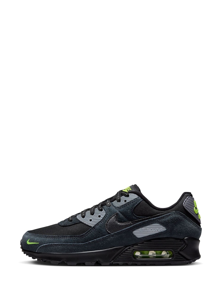 Nike Black/Grey Air Max 90 Trainers - Image 2 of 9