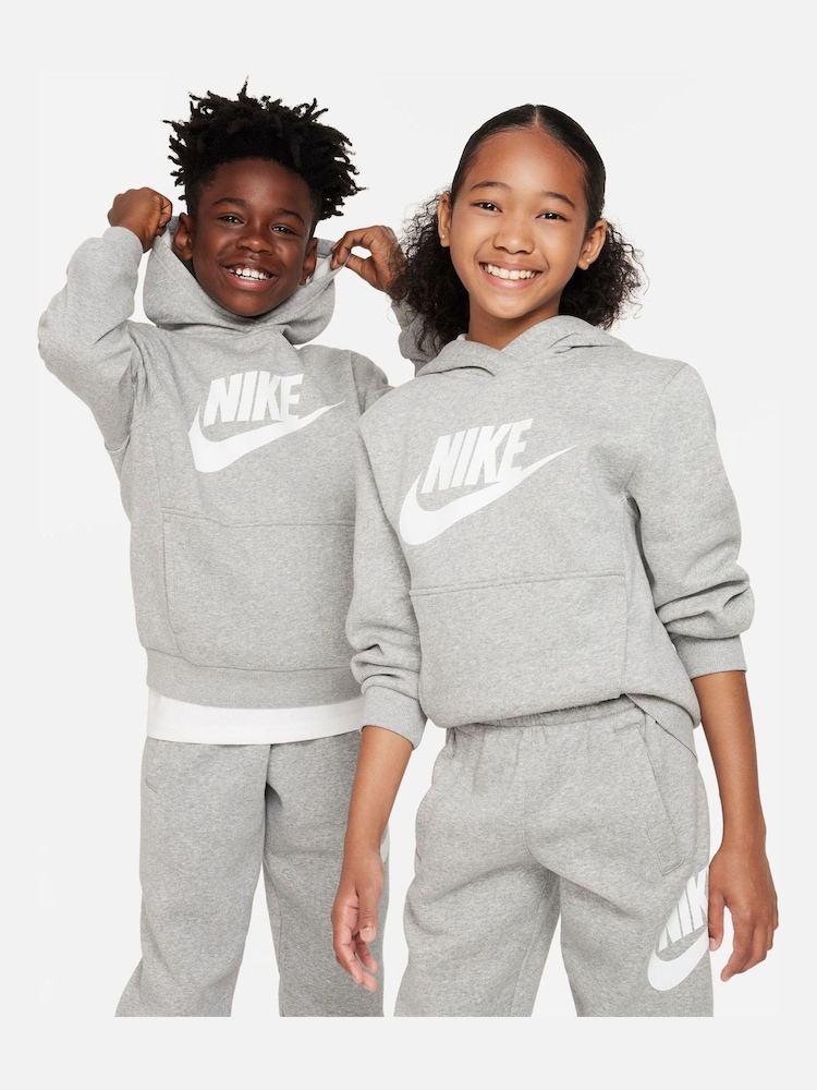 Dunkelgrau meliert - Nike Club Kapuzensweatshirt aus Fleece mit Logo - Bild 2 von 5 Dunkelgrau meliert - Nike Club Kapuzensweatshirt aus Fleece mit Logo - Bild 2 von 5
