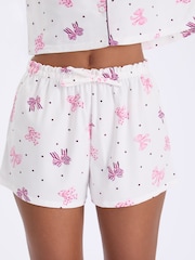 Boux Avenue White/Pink Bow Short Sleeve Fleece Pyjamas In A Bag - Image 3 of 6