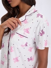 Boux Avenue White/Pink Bow Short Sleeve Fleece Pyjamas In A Bag - Image 4 of 6