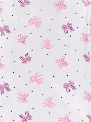 Boux Avenue White/Pink Bow Short Sleeve Fleece Pyjamas In A Bag - Image 5 of 6