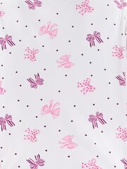 Boux Avenue White/Pink Bow Short Sleeve Fleece Pyjamas In A Bag - Image 7 of 7