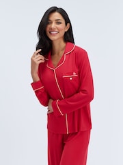 Boux Avenue Red Modal Piped Pyjamas Set - Image 3 of 6