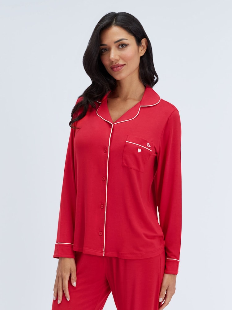 Boux Avenue Red Modal Piped Pyjamas Set - Image 6 of 6 Boux Avenue Red Modal Piped Pyjamas Set - Image 6 of 6