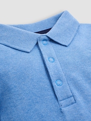 JoJo Maman Bébé Blue Plain Long Sleeve Polo Shirt Bodysuit - Image 2 of 3