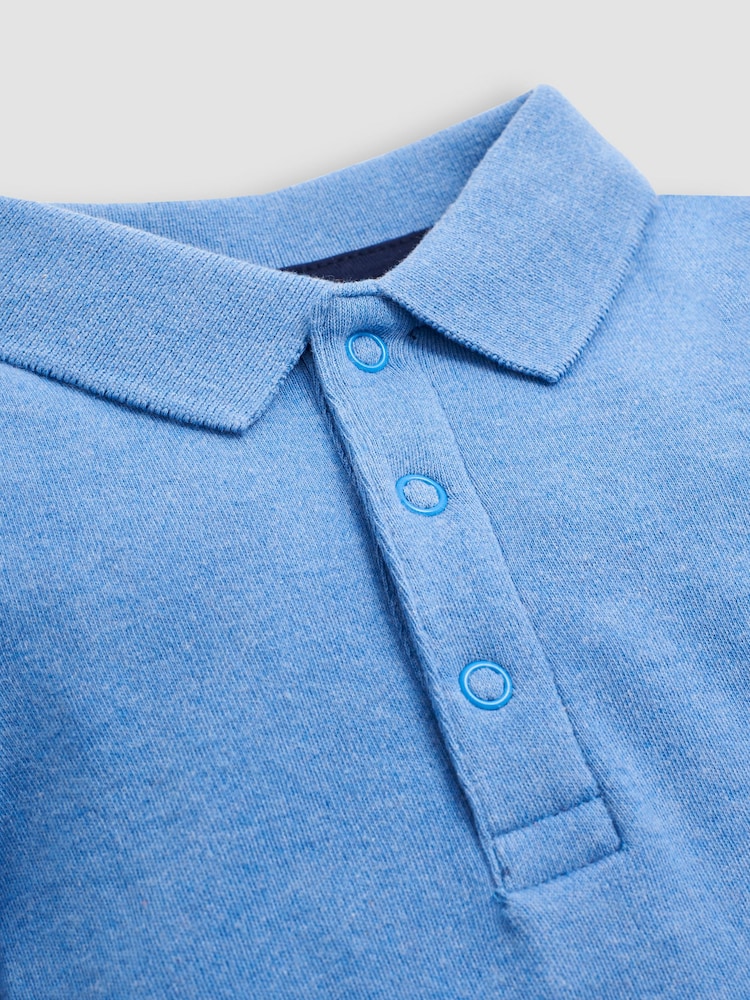JoJo Maman Bébé Blue Plain Long Sleeve Polo Shirt Bodysuit - Image 2 of 3