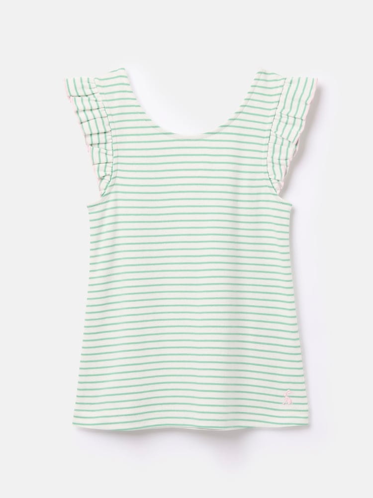 Joules Girls' Butterfly Green Frill Sleeve Jersey Vest - Image 1 of 4