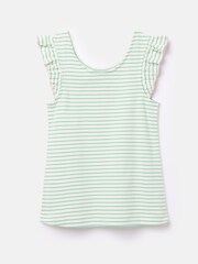 Joules Girls' Butterfly Green Frill Sleeve Jersey Vest - Image 2 of 4