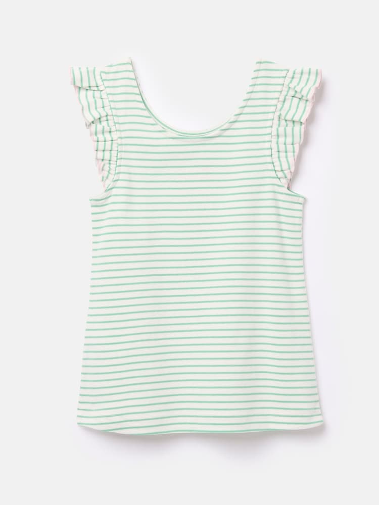 Joules Girls' Butterfly Green Frill Sleeve Jersey Vest - Image 2 of 4
