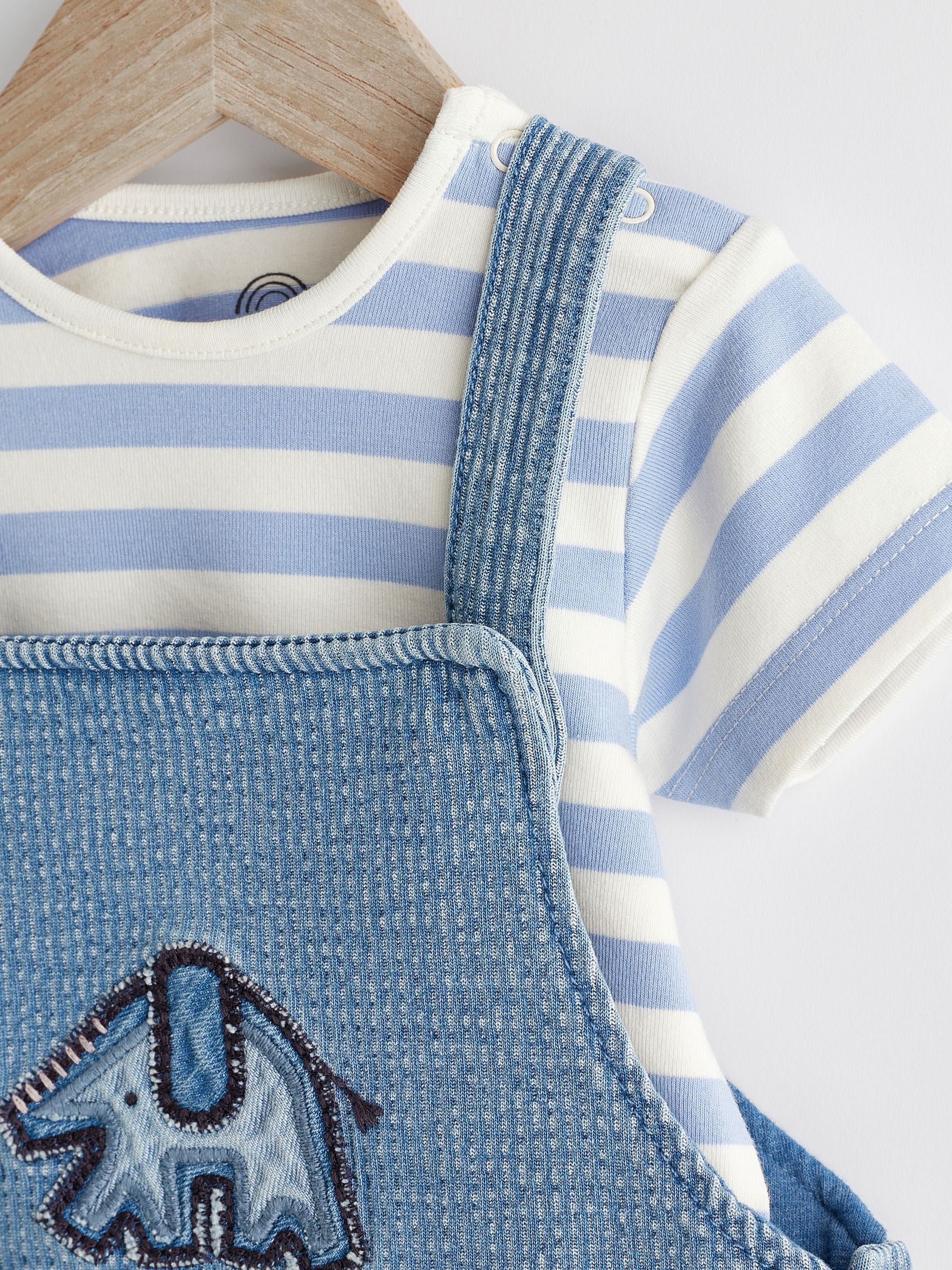 Buy Denim Elephant Baby Dungarees and Bodysuit Set (0mths
