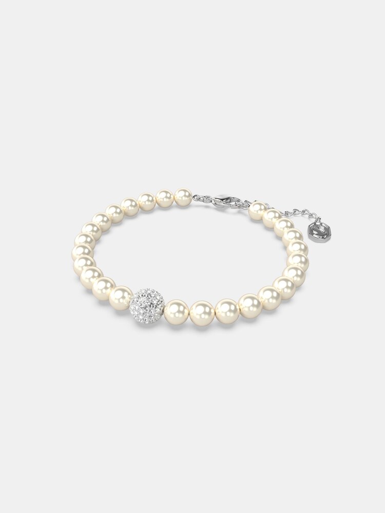 Swarovski White Swarovksi Remix Strand Rhodium Shiny Crystal Pearl Bracelet - Image 2 of 4