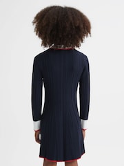 Reiss Navy Annie 4-9 yrs Ribbed Colourblock Mini Dress - Image 5 of 7