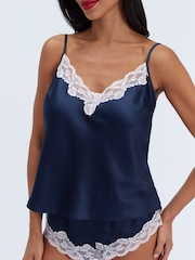 Boux Avenue Blue Cami Shorts Amelia Satin Pyjama Set - Image 4 of 6