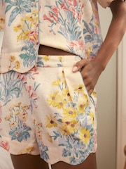 Laura Ashley Cream Megan Print Scallop Edge Cotton Button Through Pyjamas Shorts Set - Image 5 of 8