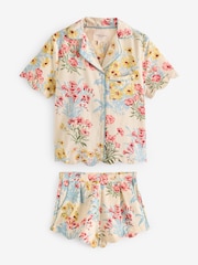 Laura Ashley Cream Megan Print Scallop Edge Cotton Button Through Pyjamas Shorts Set - Image 6 of 8