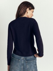 Boden Blue Lucy Relaxed Cotton Cardigan - Image 3 of 6
