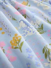 Blue Floral Unicorn Long Sleeve Ribbed Dress (3mths-7yrs) - Image 3 of 4