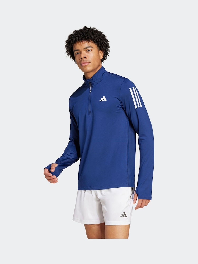 adidas Blue Own the Run Quarter Zip Jacket - Image 1 of 7