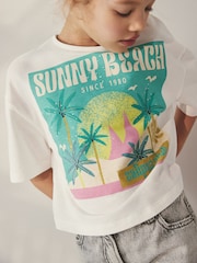 White Summer Beach Graphic T-Shirt (3-12yrs) - Image 1 of 7