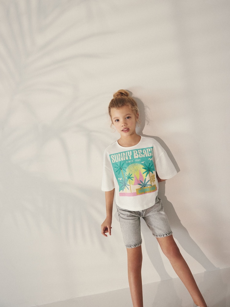 White Summer Beach Graphic T-Shirt (3-12yrs) - Image 2 of 7