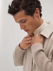 Reiss Oatmeal Max Hybrid Knit Zip-Through Jacket - Image 4 of 6