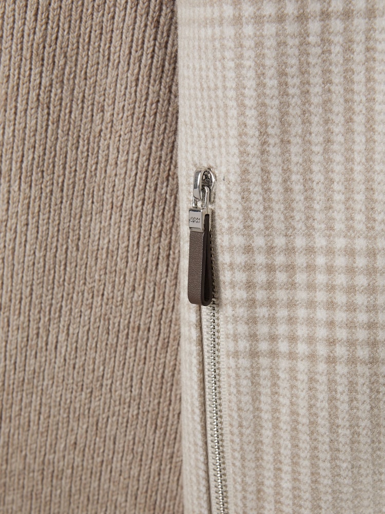 Reiss Oatmeal Max Hybrid Knit Zip-Through Jacket - Image 6 of 6