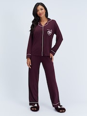 Boux Avenue Purple Modal Piped Pyjamas Set - Image 1 of 6