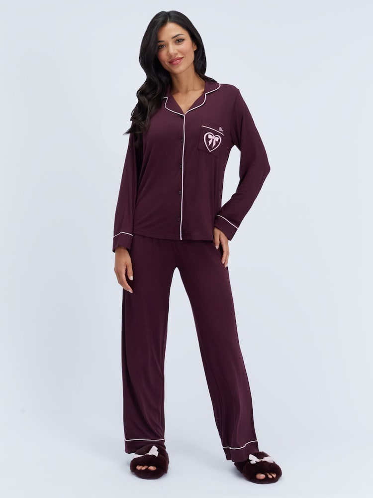 Boux Avenue Purple Modal Piped Pyjamas Set - Image 1 of 6 Boux Avenue Purple Modal Piped Pyjamas Set - Image 1 of 6